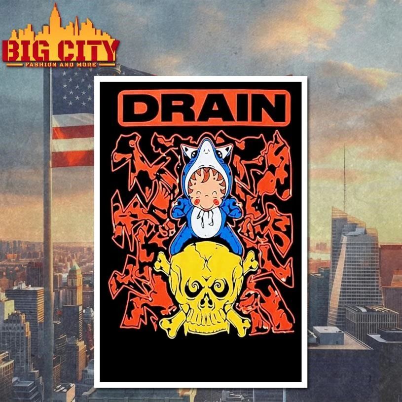 Drain Merch Is Your Friend Tour 2026 Skull Shark Rider Artwork Shirt