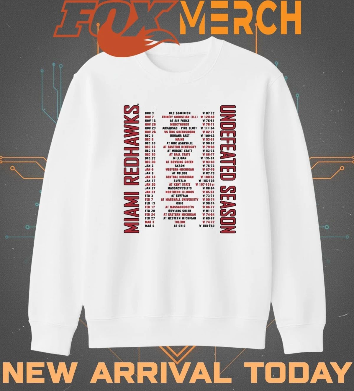 Miami RedHawks 2026 Men’s Basketball Undefeated Season Schedule t-shirt