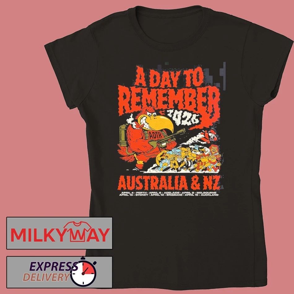 A Day To Remember 2026 Australia And New Zealand Tour Merch The Red Vulture Art With Dates T-Shirt