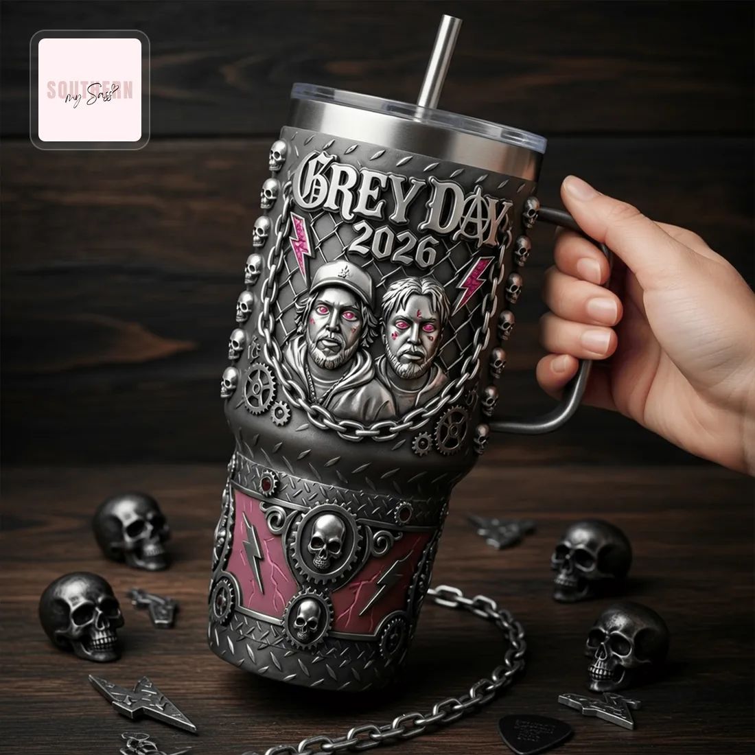 $UICIDEBOY$ Grey Day 2026 North American Tour 40oz Insulated Tumbler with Handle