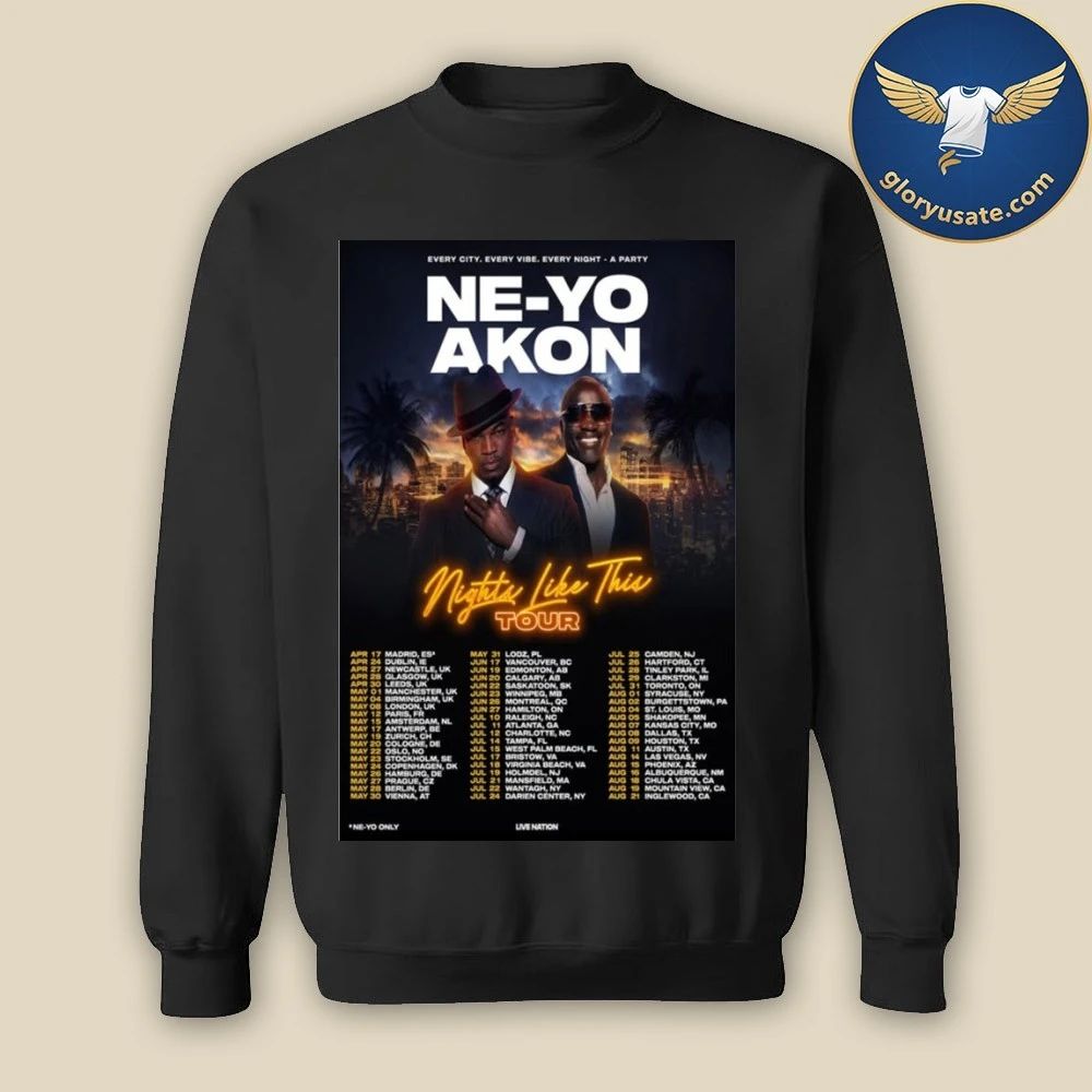 Ne-Yo Akon Nights Like This Tour 2026 Poster Shirt