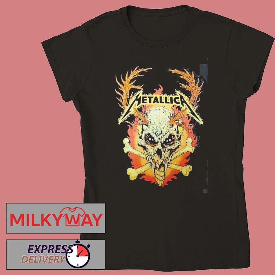 Metallica M72 World Tour 2025 2026 Flame Skull Dates Back Two Sided T-Shirt