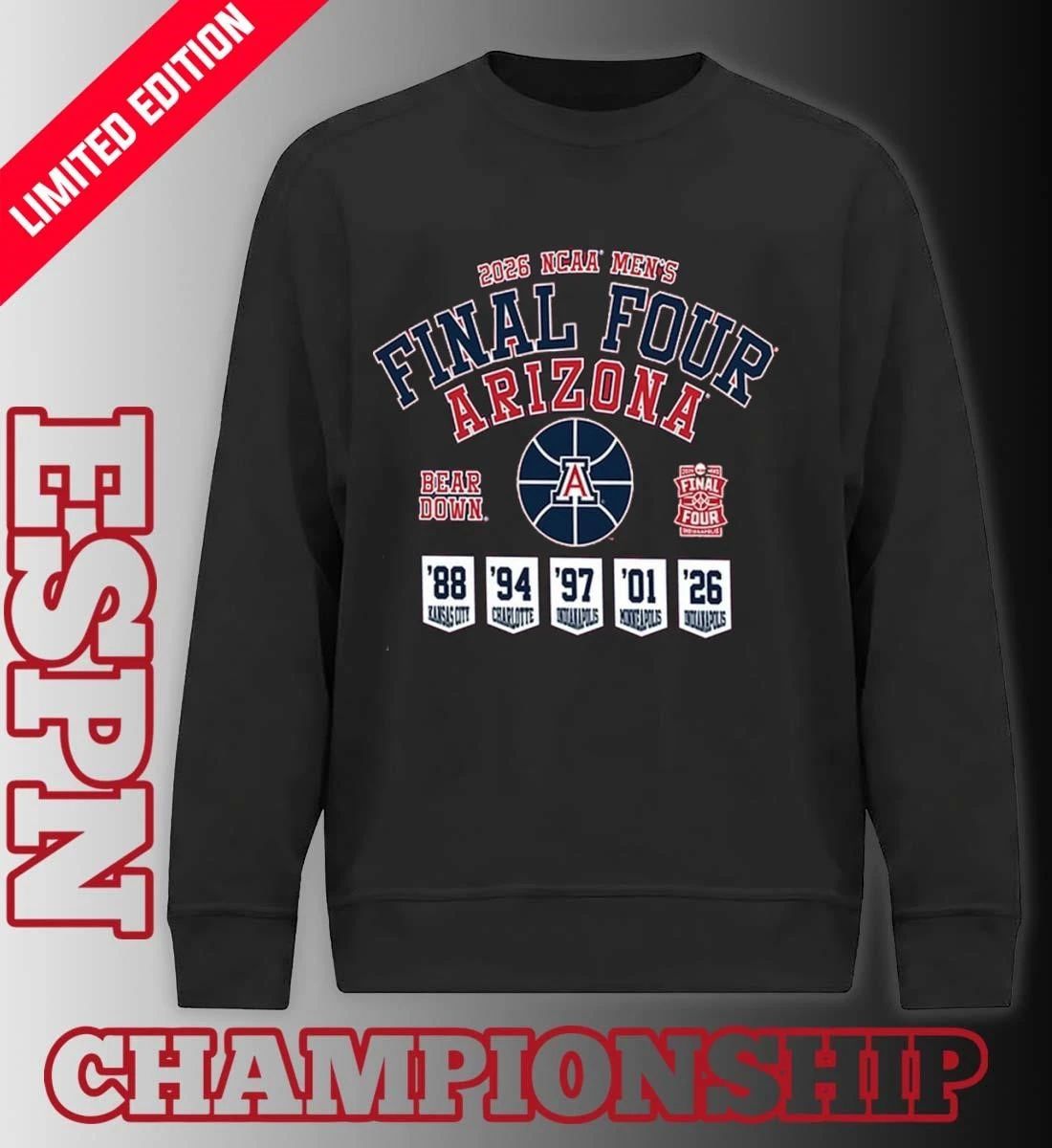 Arizona Wildcats Men’s Basketball 2026 NCAA Final Four Banner Shirt