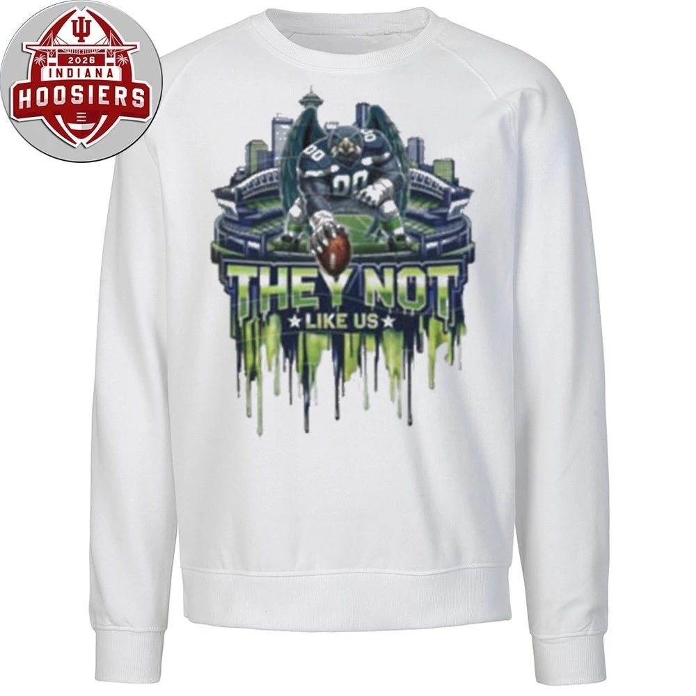 Seattle Football They Not Like Us Eagle Mascot Stadium Drip T-Shirt