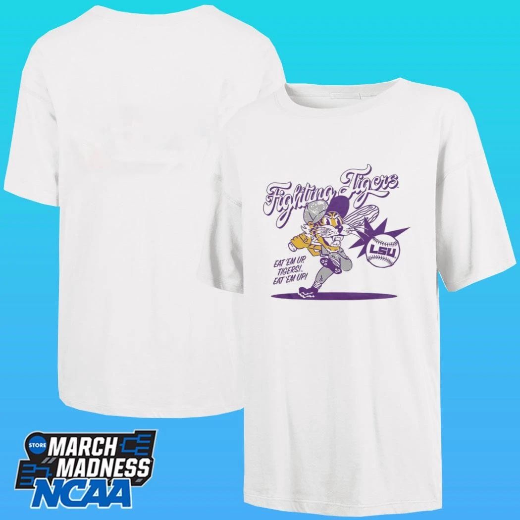 Fighting Tigers Lsu Baseball Eat Em Up Tigers Eat Em Up Lavender Ringer Shirt