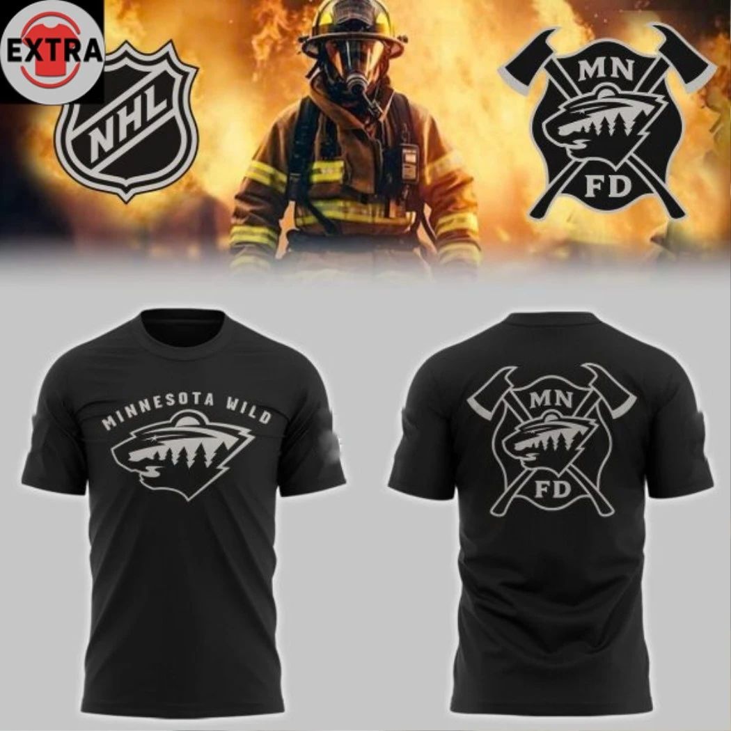 Minnesota Wild Firefighter Appreciation Night 2026 NHL All Black Hoodie T-Shirt