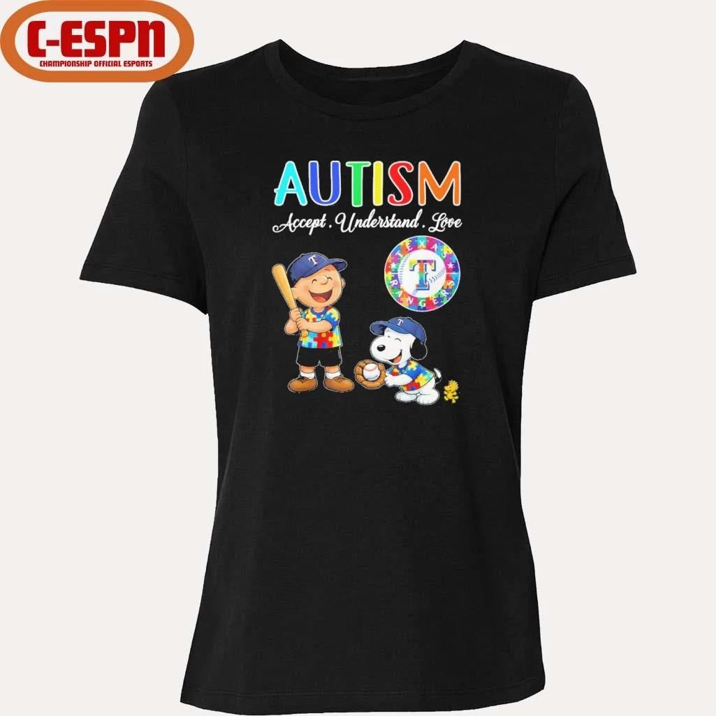 The Peanuts X Texas Rangers Autism Accept Understand Love Shirt