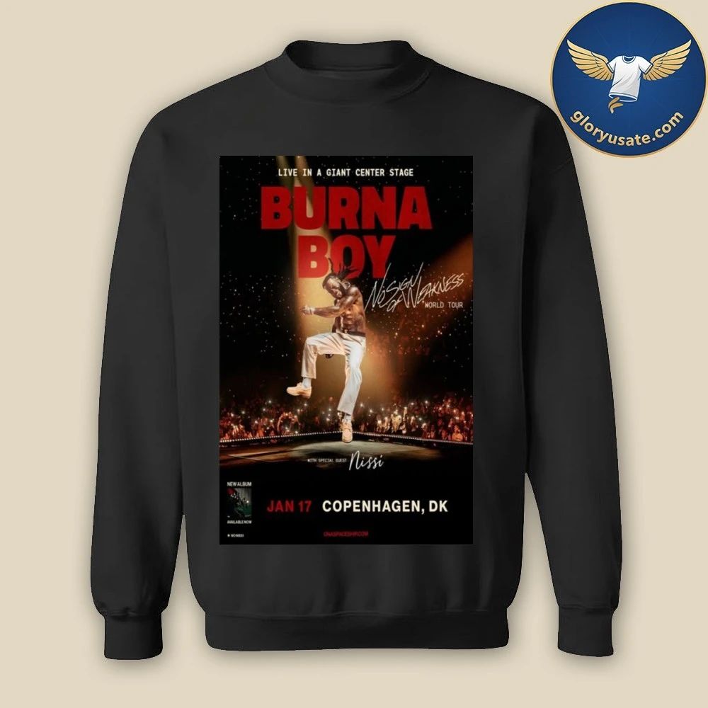 Burna Boy January 17 2026 Copenhangen, DK Concert Poster Shirt