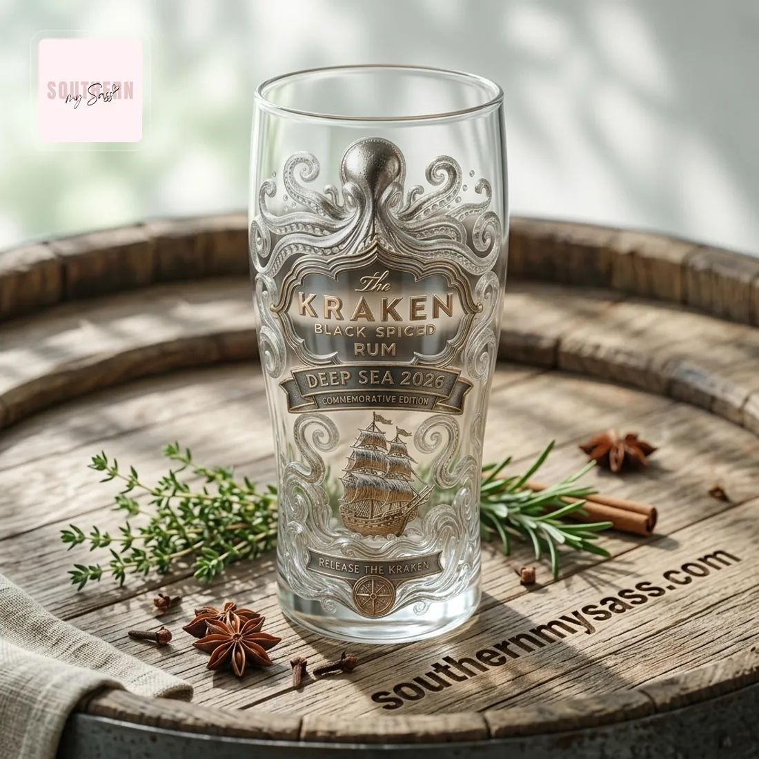 The Kraken Black Spiced Rum Deep Sea 2026 Commemorative Edition Beer Glass
