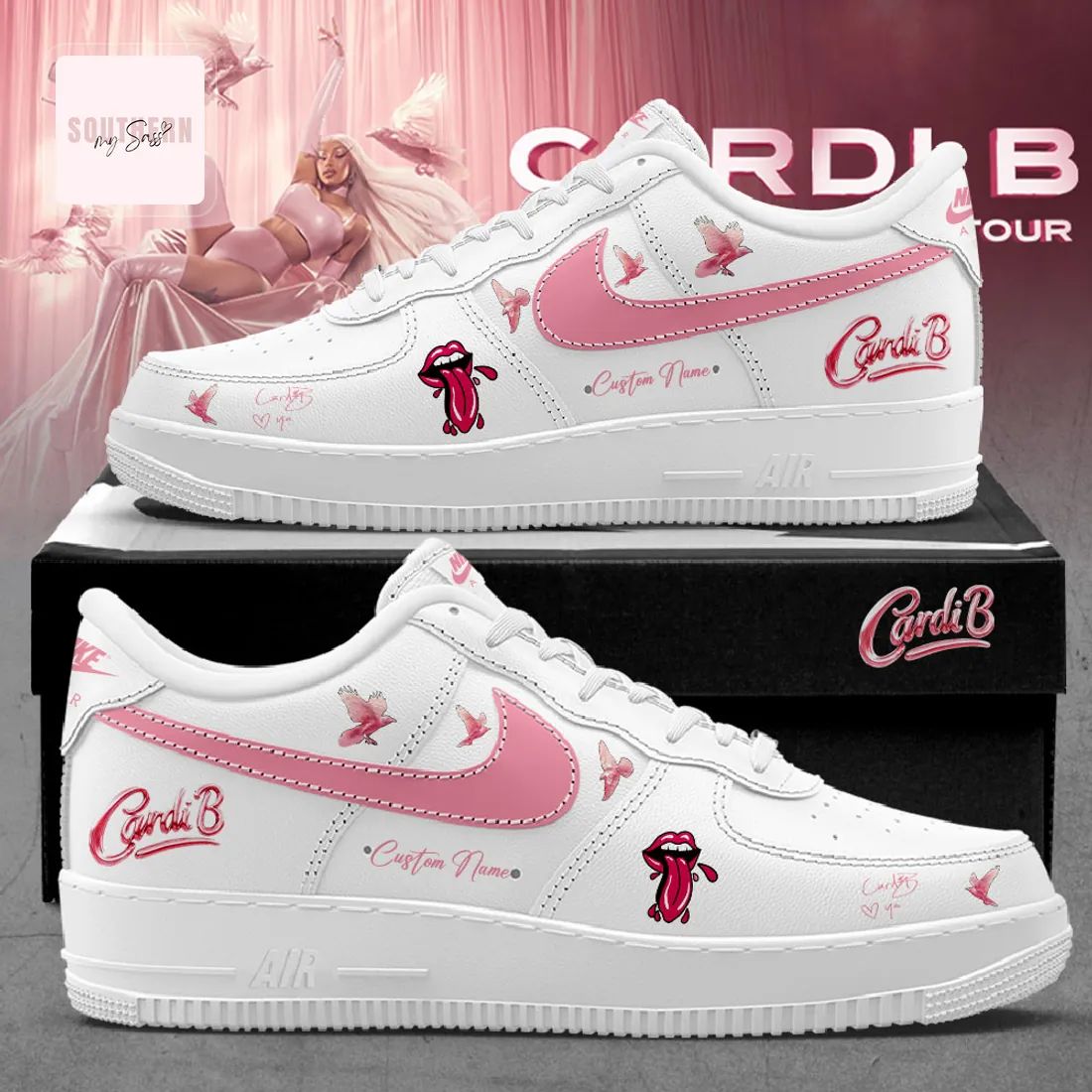 Cardi B Personalized Pink Air Force 1 Sneakers