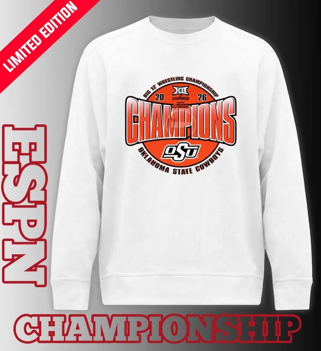 Oklahoma State Cowboys 2026 Big 12 Wrestling Champions Shirt