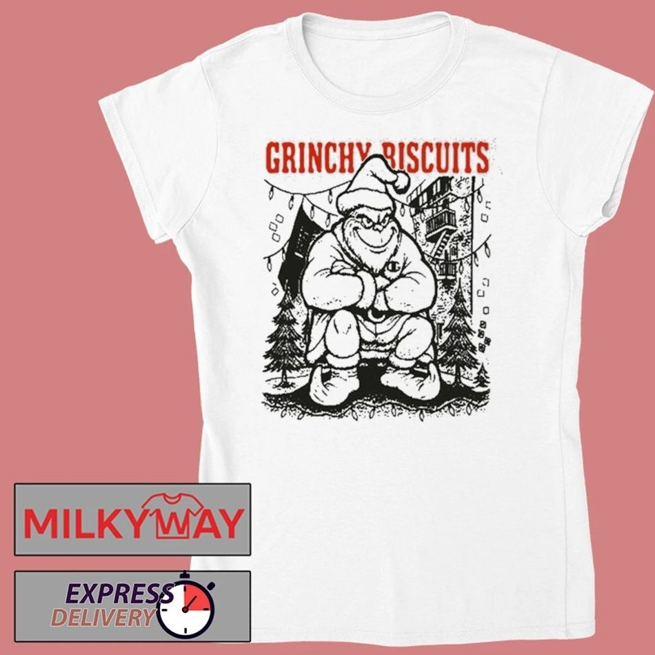Grinchy Riscuits 2025 White Shirt