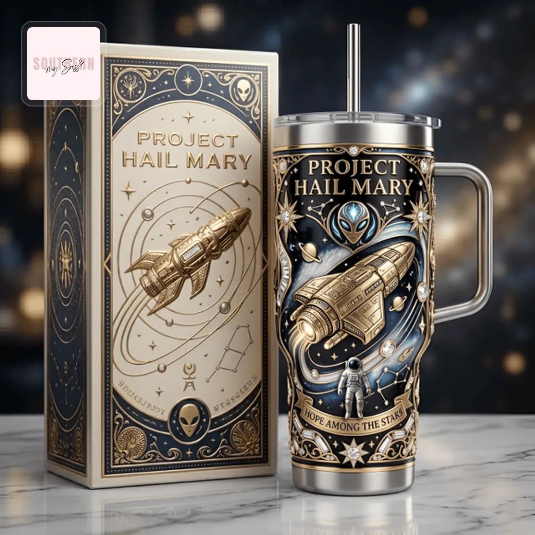 Project Hail Mary Fandom Space Gold Design 40oz Tumbler
