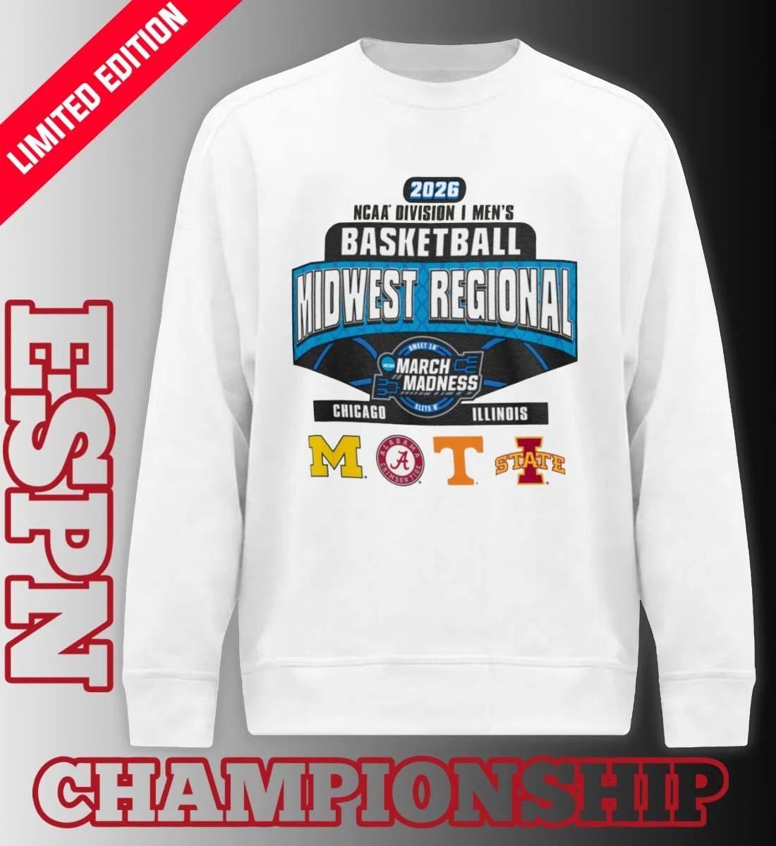 4 Teams Midwest Regional 2026 NCAA DI Men’s Basketball Sweet Sixteen T-Shirt