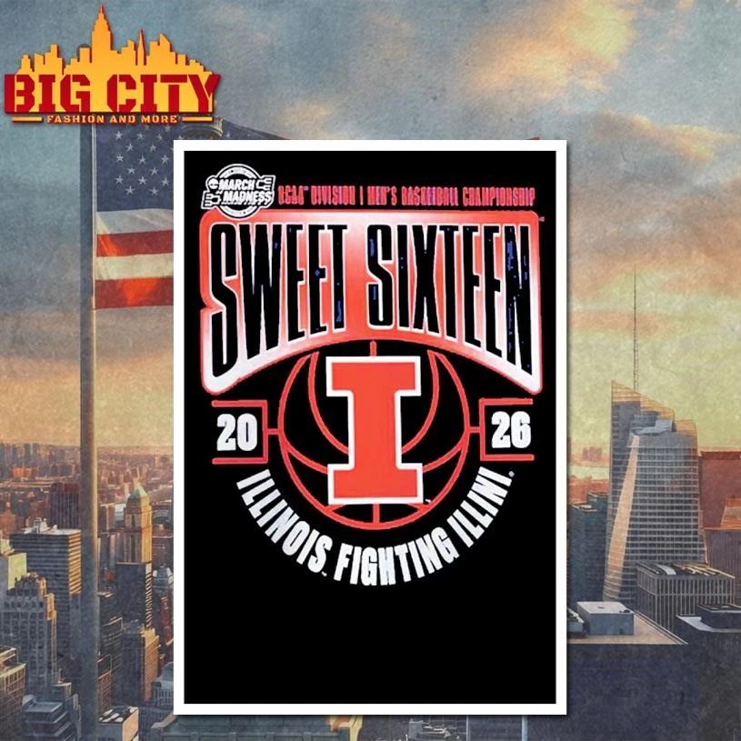 Illinois Fighting Illini Men’s Basketball 2026 NCAA March Madness Sweet 16 Graphic Shirt