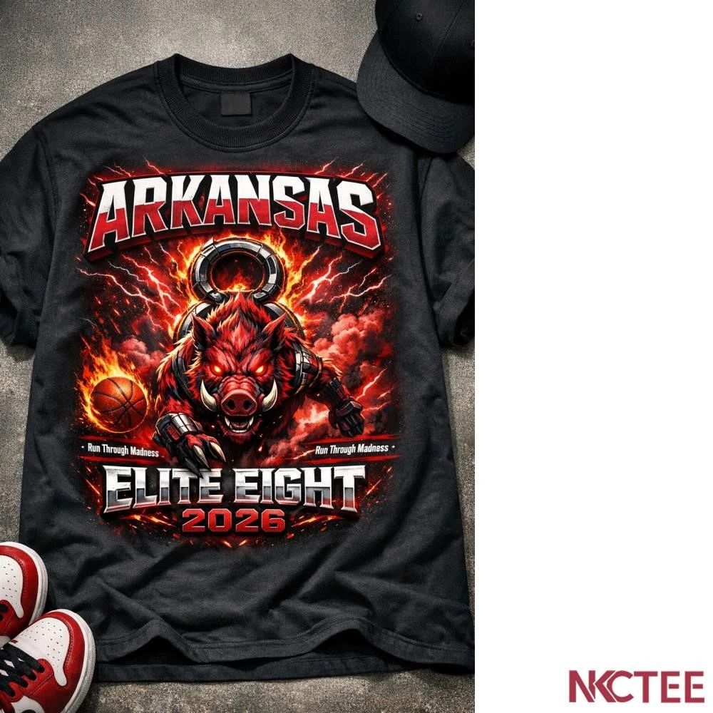NKCtees Arkansas Razorbacks Elite Eight NCAA 2026 Run Through Madness Basketball shirt