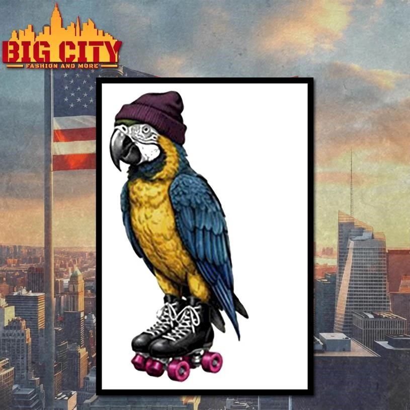 Roller skating parrot shirt