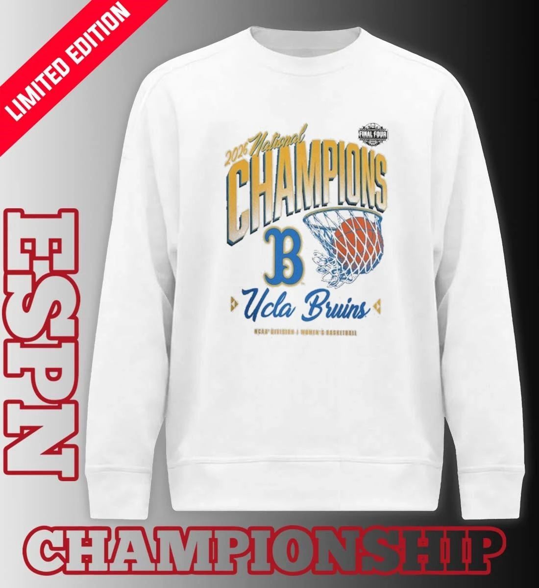UCLA Bruins NCAA DI Women’s Basketball National Champions Pressure Pulse T-Shirt