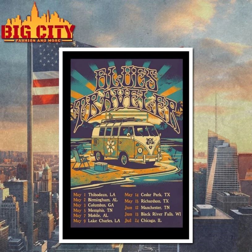 Blues Traveler Summer Tour 2026 Poster T-shirt