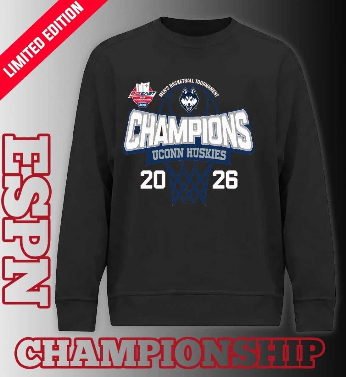 Big East Men’s Basketball Tournament 2026 Champions Uconn Huskies T-Shirt