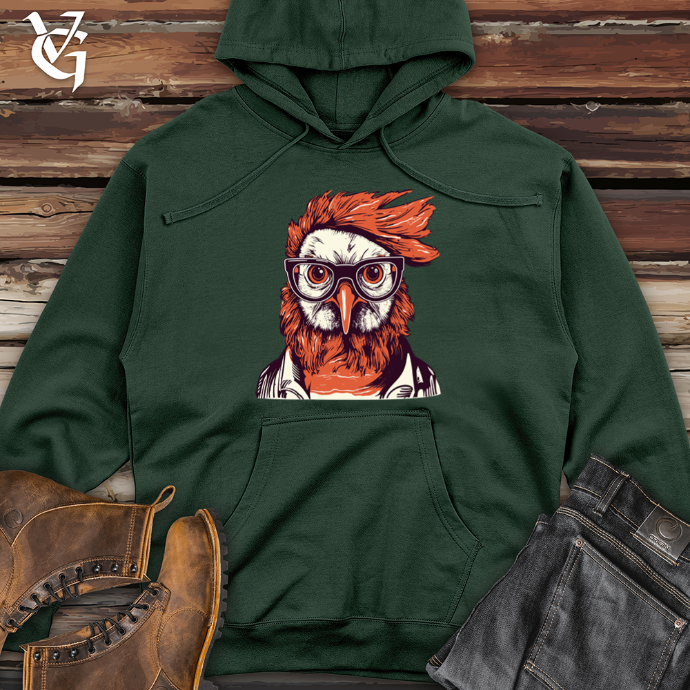 Red Hair Hipster Chicken Midweight Hooded Sweatshirt