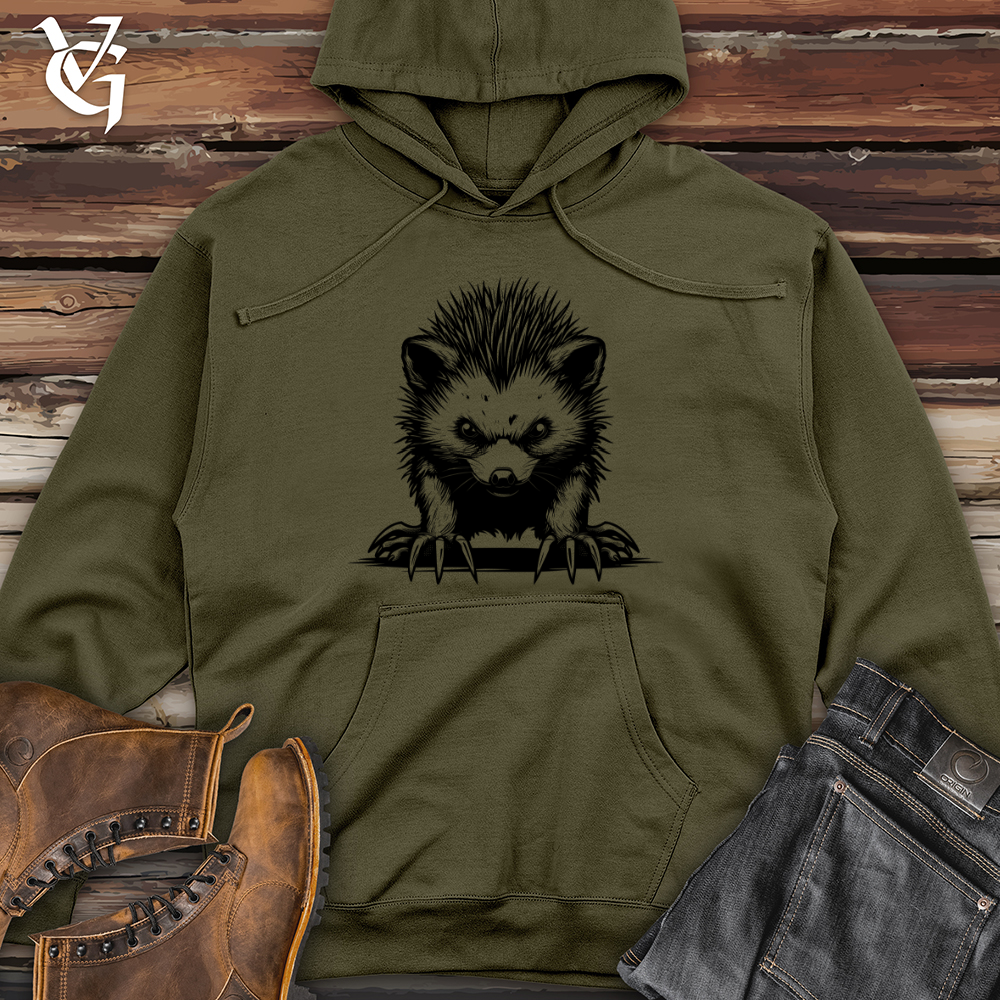 Hedgehog Fierce Gaze Midweight Hooded Sweatshirt