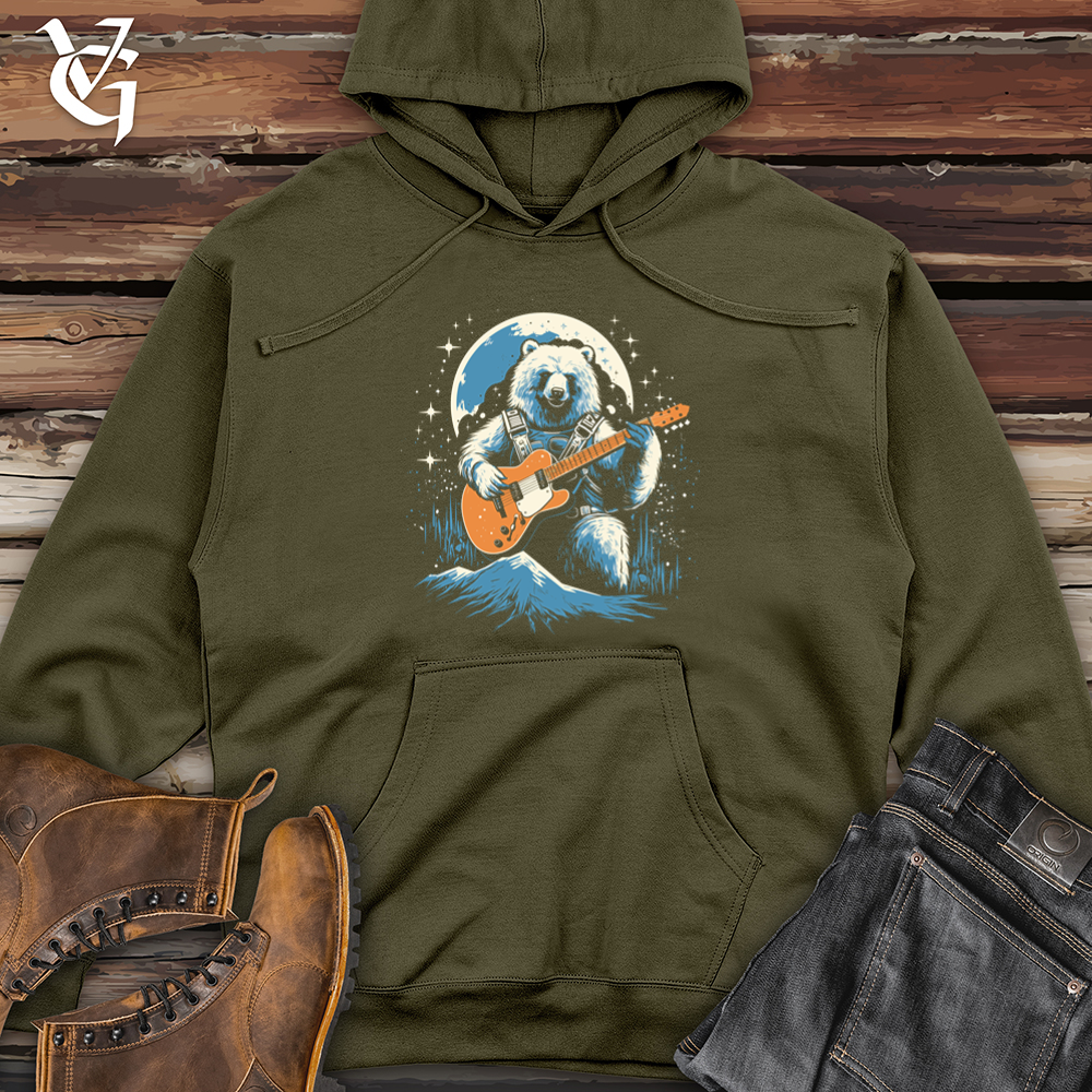 Retro Cosmic Guitar Bear Midweight Hooded Sweatshirt