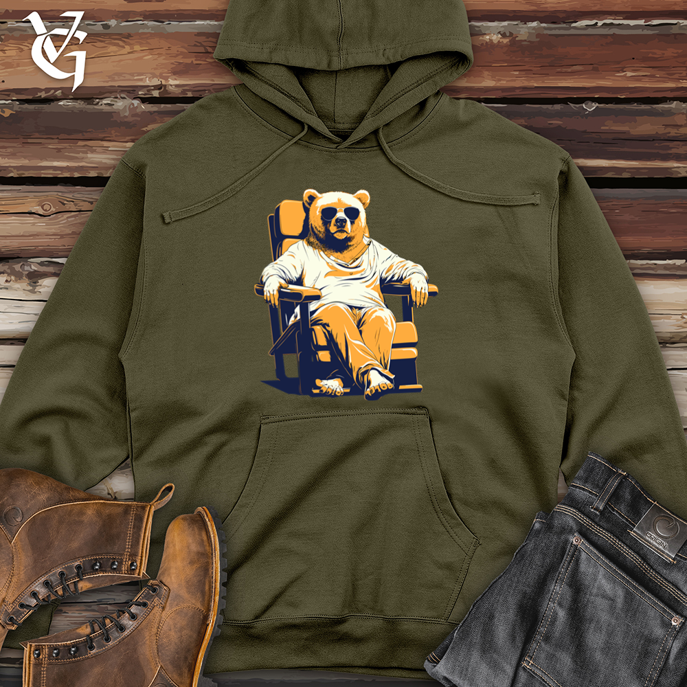 Retro Lounging Bear 01 Midweight Hooded Sweatshirt