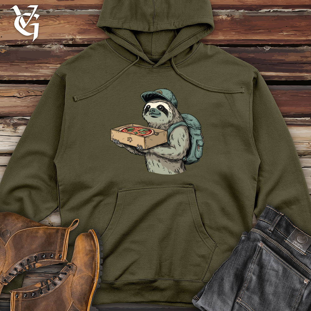 Sloth Pizza Delivery Midweight Hooded Sweatshirt