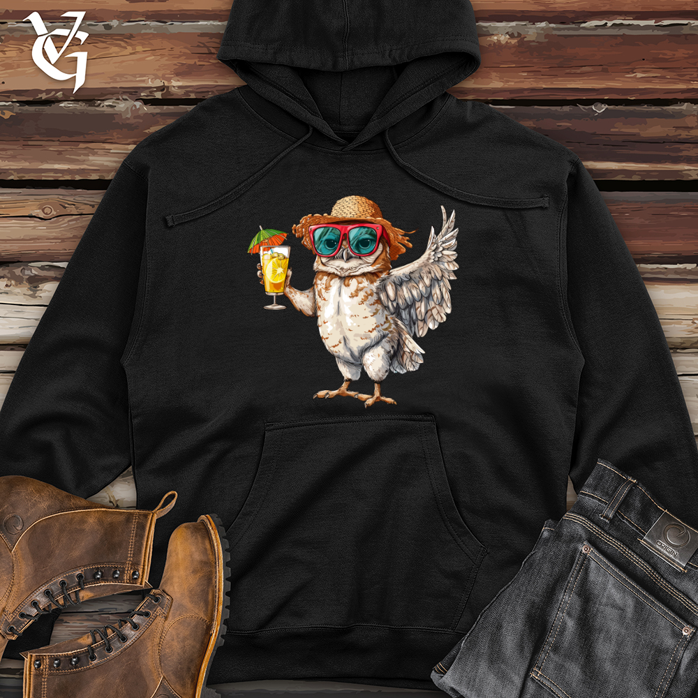 Owl Beach Vacation Midweight Hooded Sweatshirt