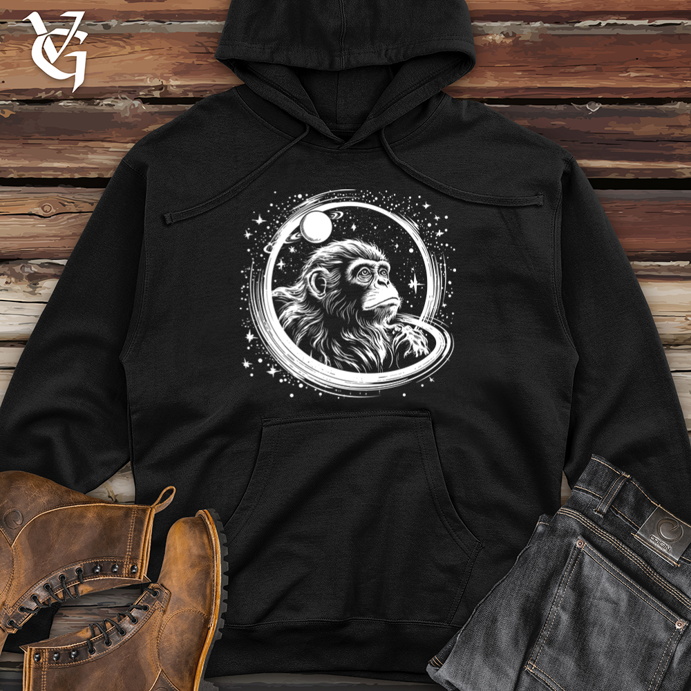 Retro Cosmic Monkey Midweight Hooded Sweatshirt