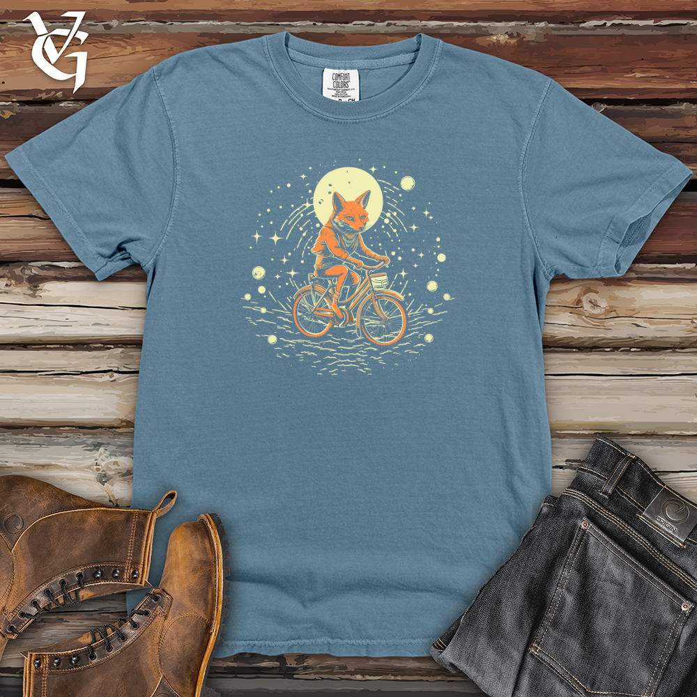 Retro Cosmic Bicycle Fox Heavy Cotton Comfort Colors Tee