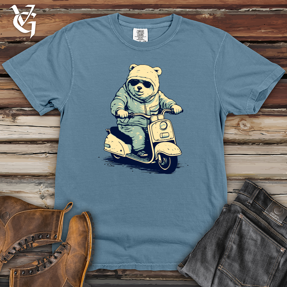 Retro Scooting Bear Heavy Cotton Comfort Colors Tee