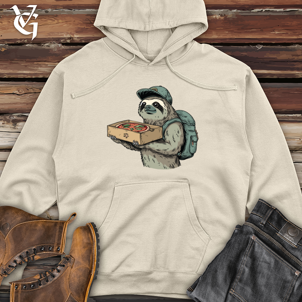 Sloth Pizza Delivery Midweight Hooded Sweatshirt