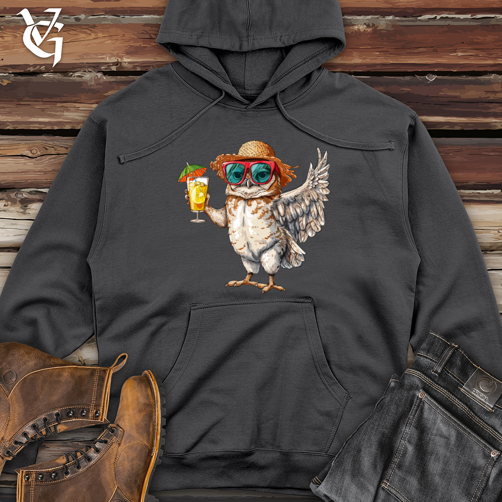 Owl Beach Vacation Midweight Hooded Sweatshirt