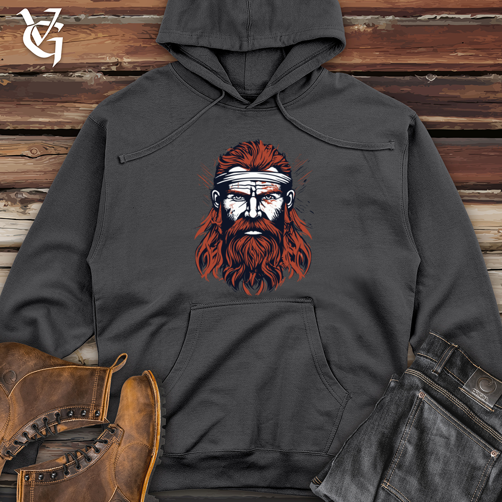 Red Viking Warrior Midweight Hooded Sweatshirt