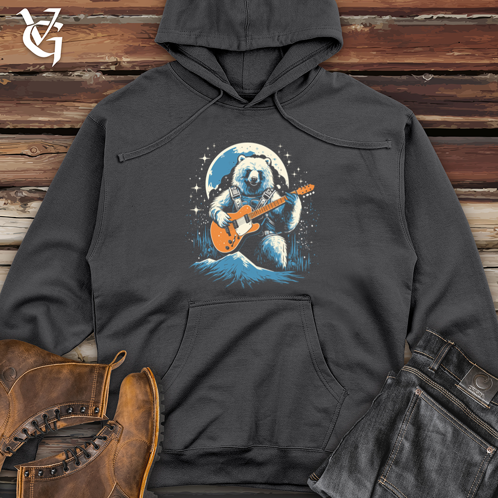 Retro Cosmic Guitar Bear Midweight Hooded Sweatshirt