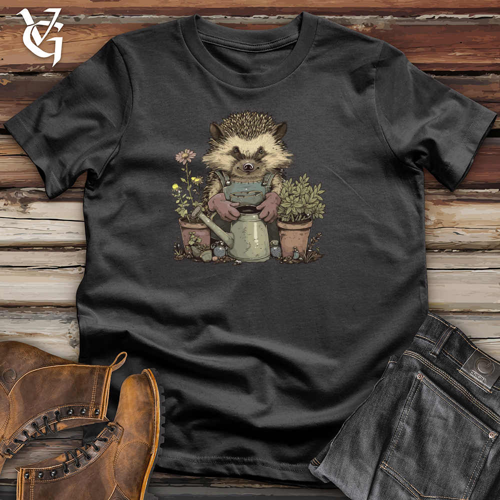 Hedgehog Gardener Portrait Cotton Tee