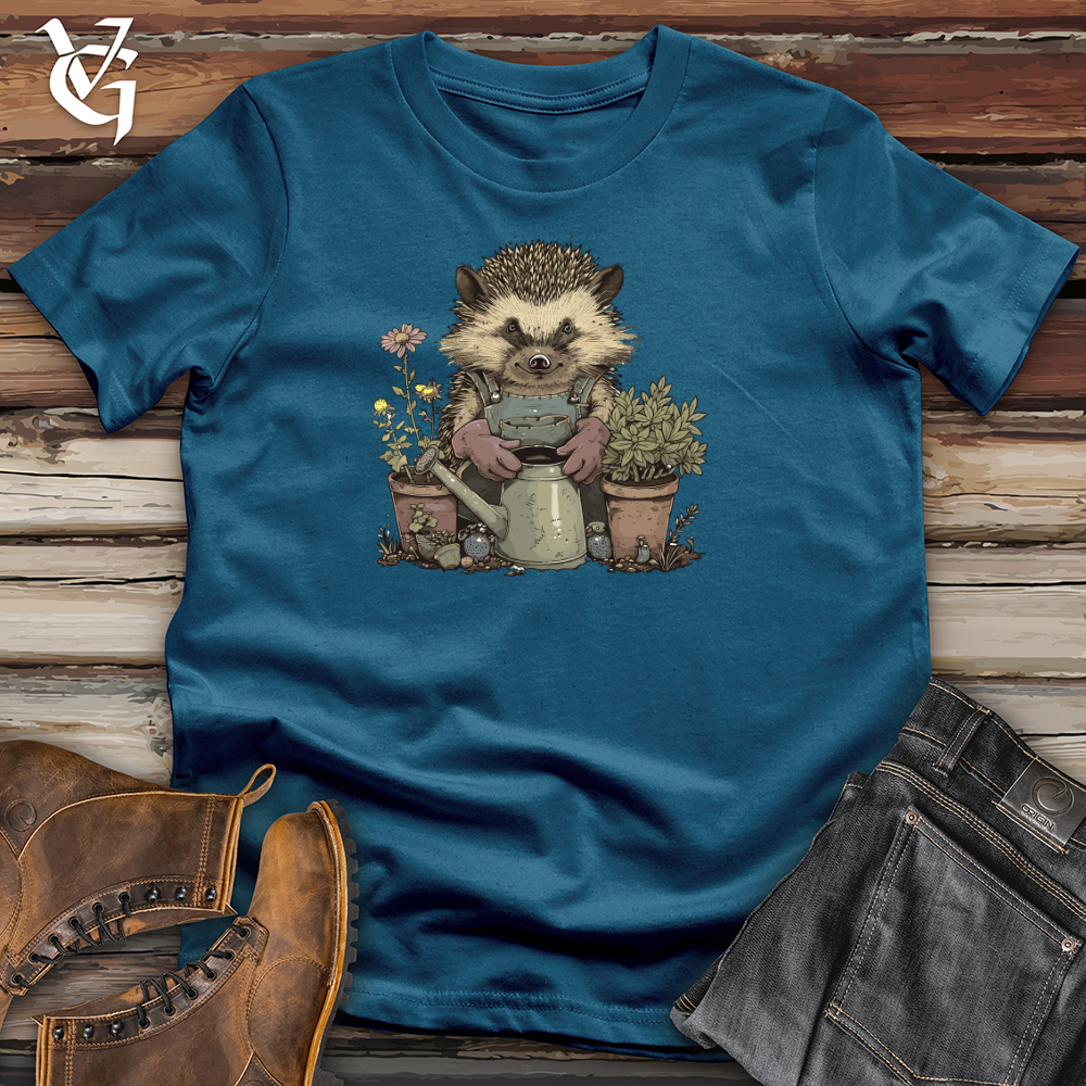 Hedgehog Gardener Portrait Cotton Tee
