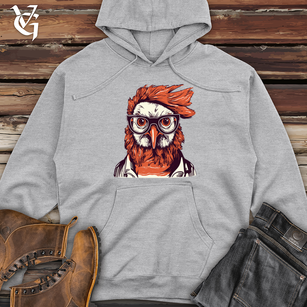 Red Hair Hipster Chicken Midweight Hooded Sweatshirt
