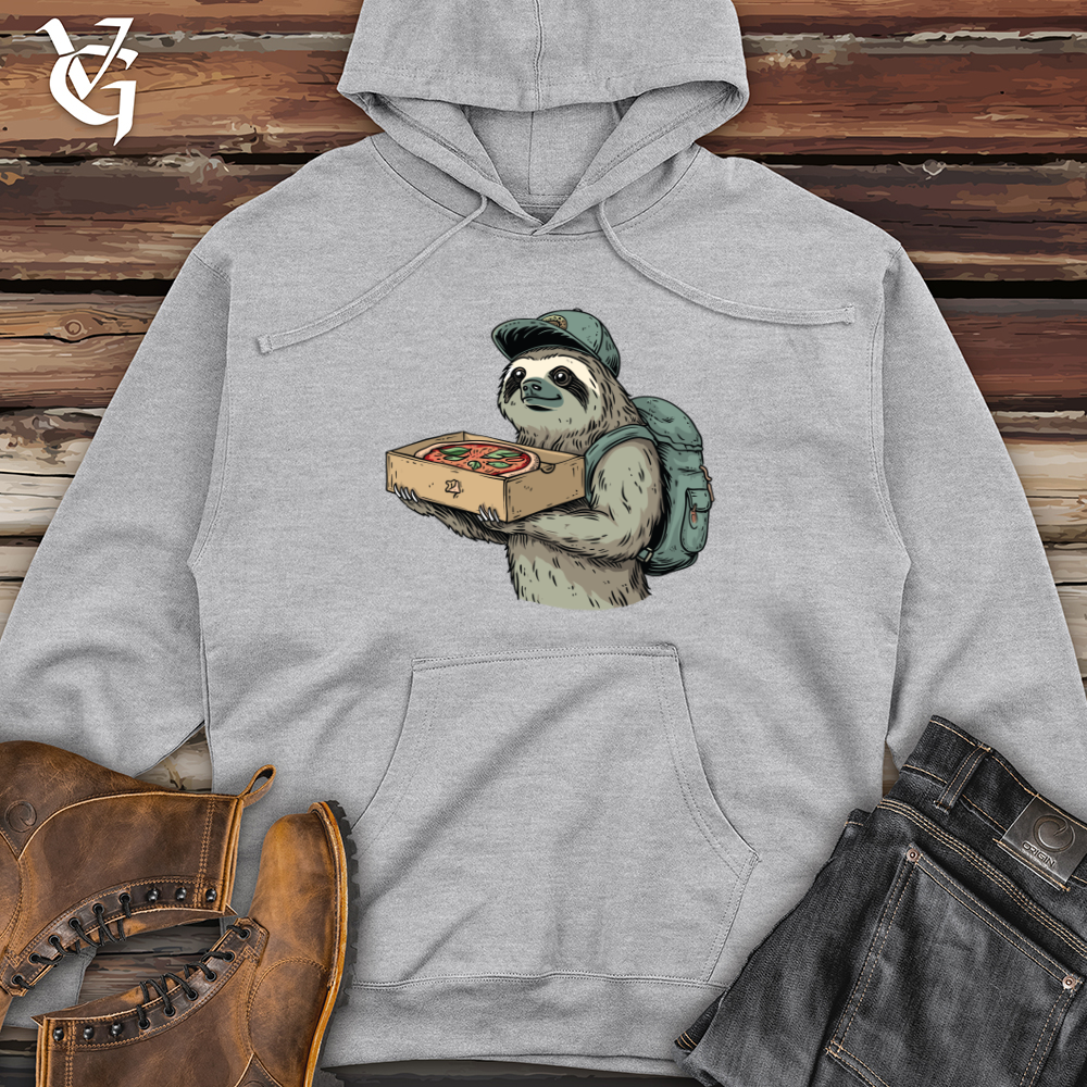 Sloth Pizza Delivery Midweight Hooded Sweatshirt