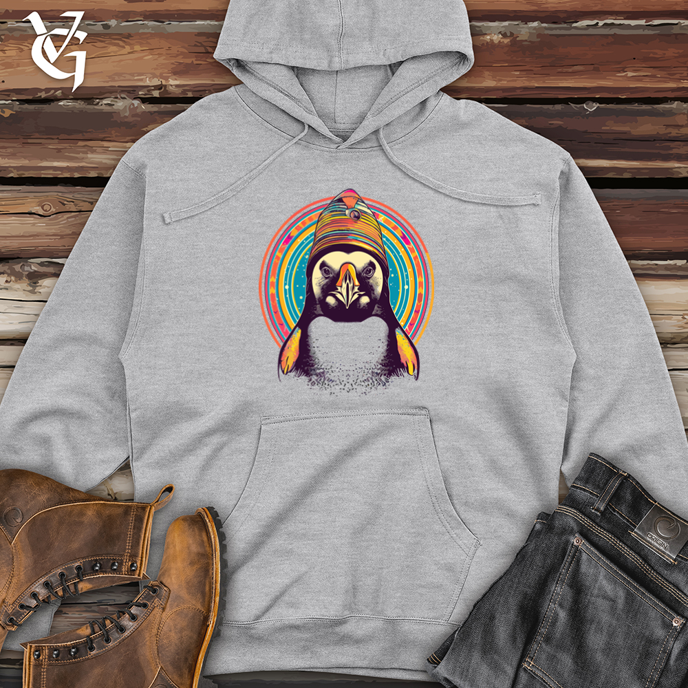 Vintage Cosmic Beanie Penguin Midweight Hooded Sweatshirt