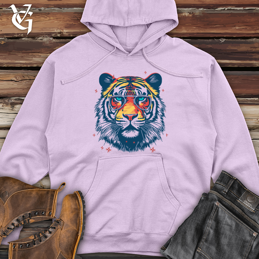 Retro Cosmic Shades Tiger Midweight Hooded Sweatshirt