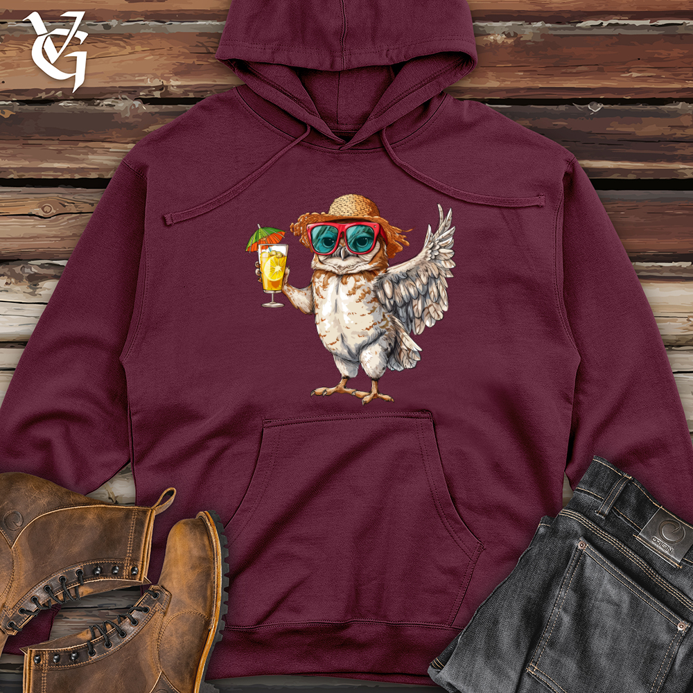 Owl Beach Vacation Midweight Hooded Sweatshirt