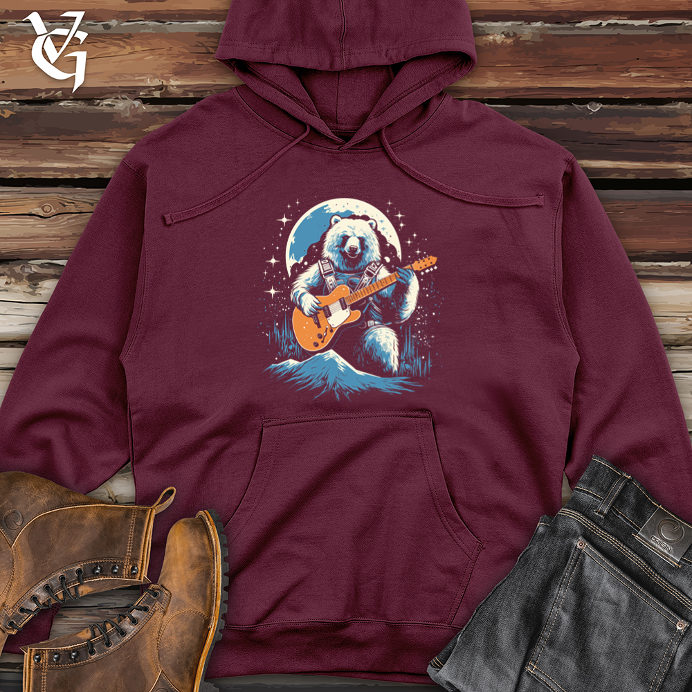 Retro Cosmic Guitar Bear Midweight Hooded Sweatshirt