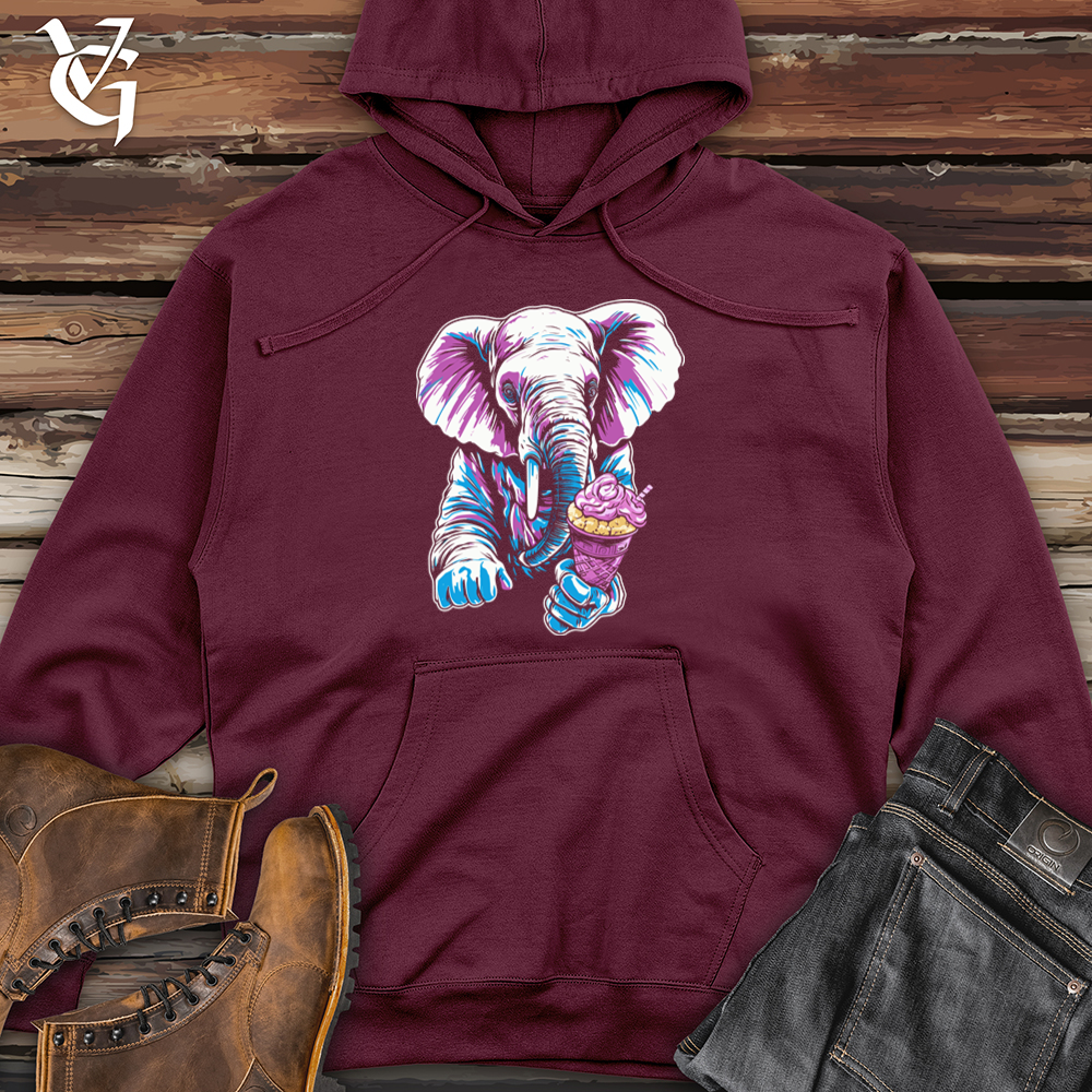 Retro Cosmic Ice Cream Elephant Midweight Hooded Sweatshirt