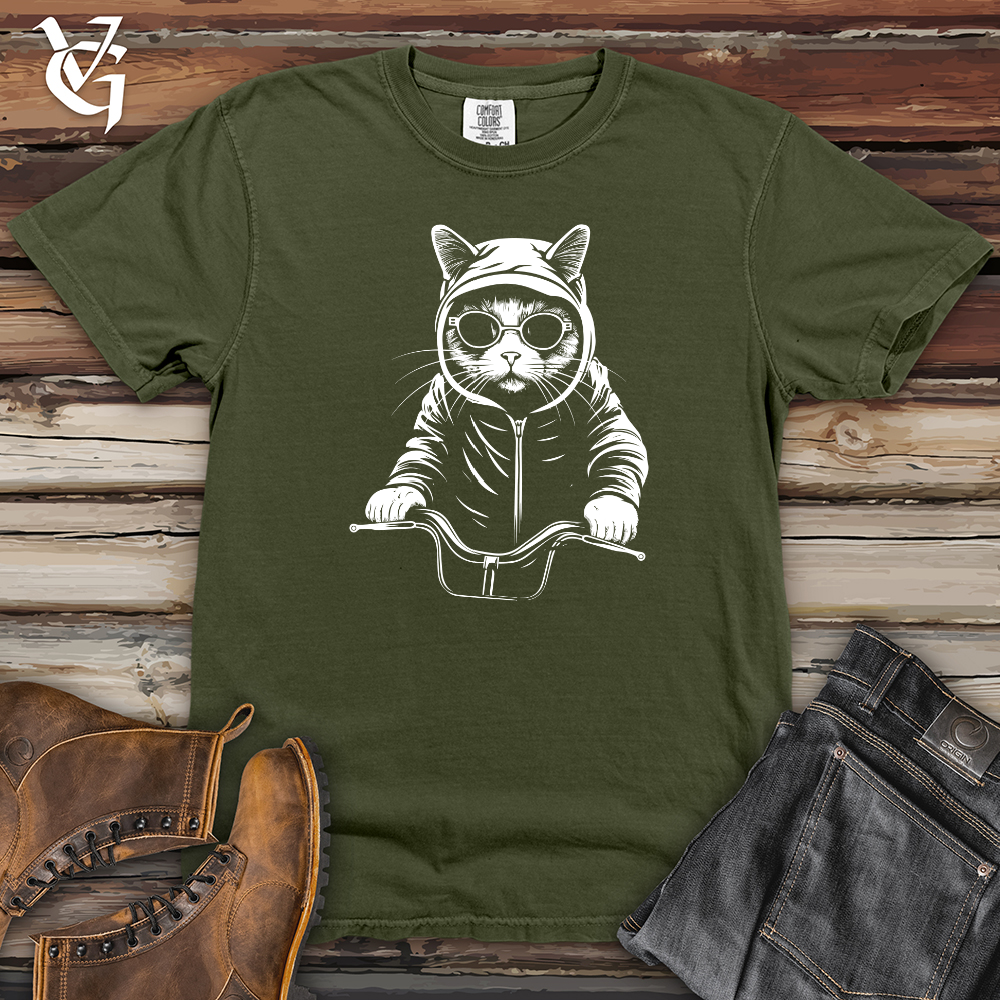 Retro Cycle Cat Heavy Cotton Comfort Colors Tee