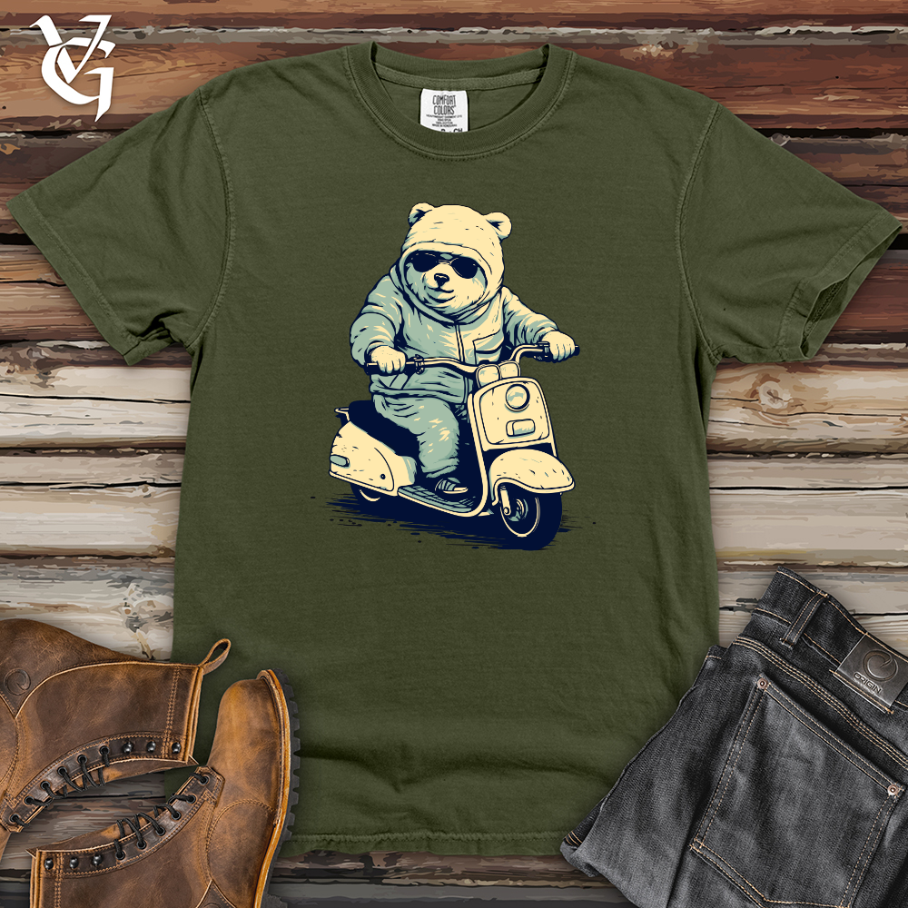 Retro Scooting Bear Heavy Cotton Comfort Colors Tee