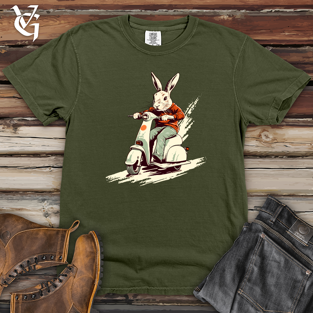 Retro Scooting Rabbit Heavy Cotton Comfort Colors Tee
