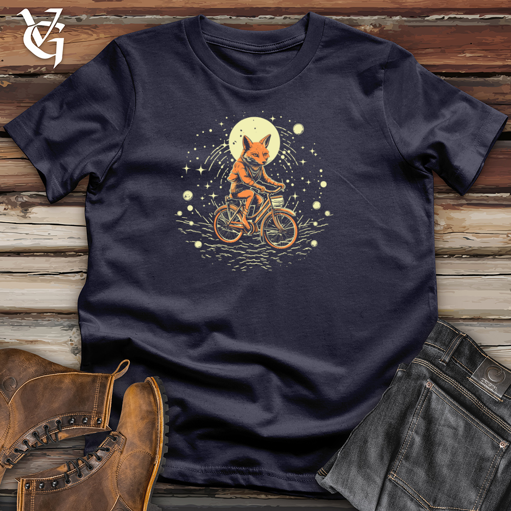Retro Cosmic Bike Fox Cotton Tee